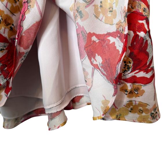 Parker Bertie Silk Mini Dress Floral Blouson Ruffle A-line size Large - Picture 5 of 6